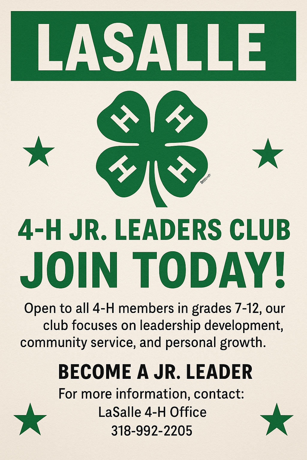 Join the LaSalle 4-H Junior Leadership Club